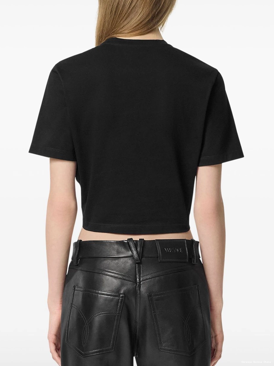 Affordable cropped Women Medusa Safety Versace T-Shirt Pin 0729